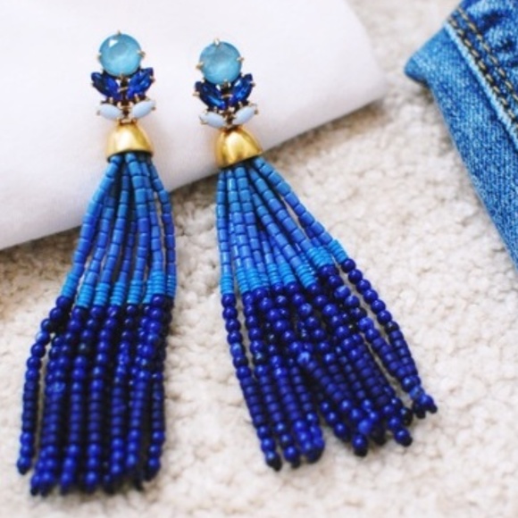 Stella & Dot | Cobalt + Turquoise Hand-beaded Iris Tassel Statement Earr… - Picture 6 of 9